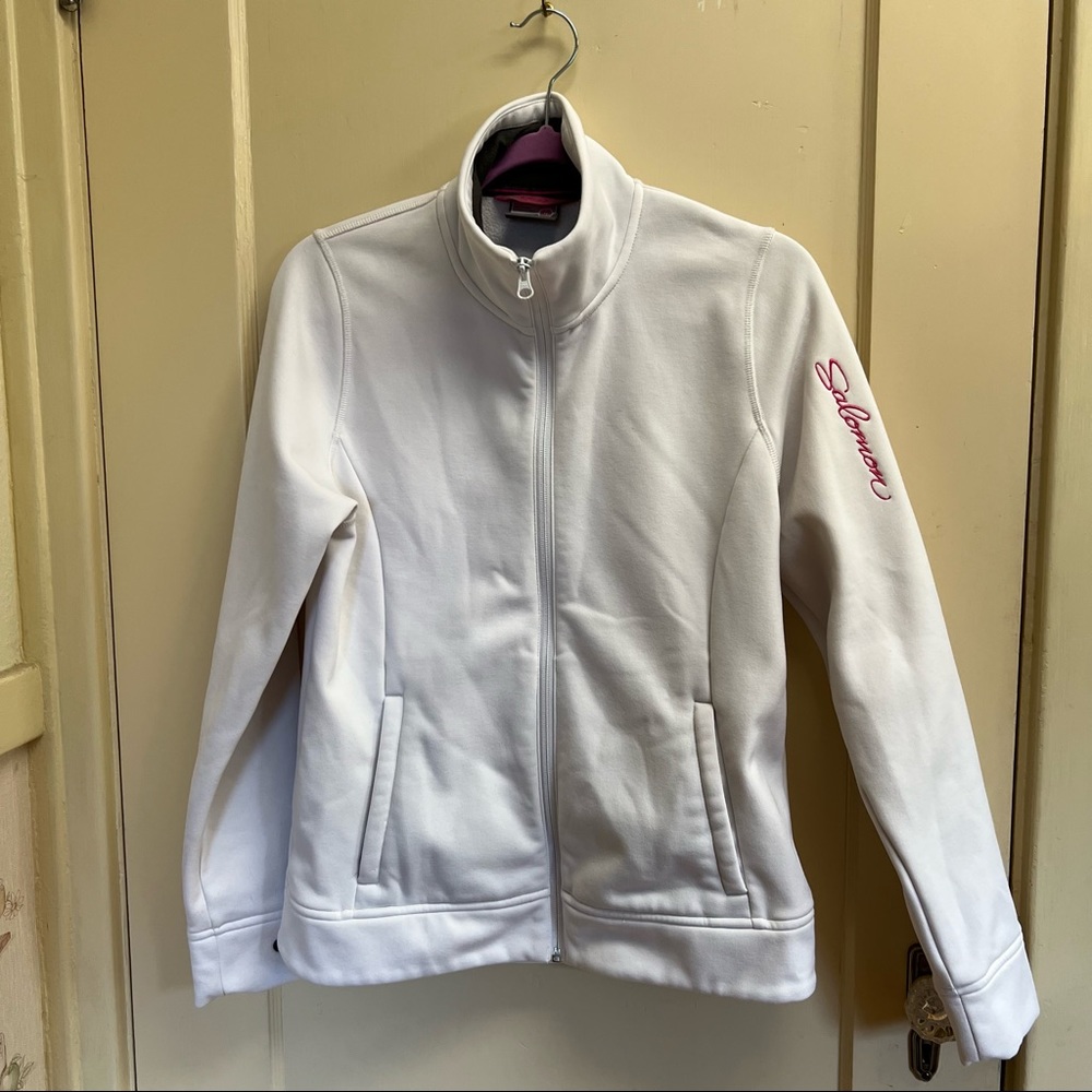 Salomon Womens M Fleece-lined Waterproof Breathable Soft Shell Jacket White